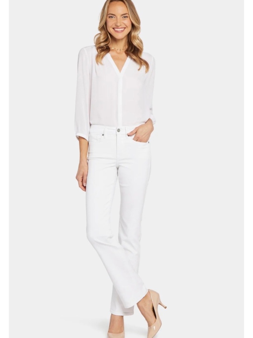 NYDJ Marilyn Straight Leg White Jeans Size 8